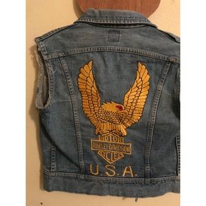 Vintage Biker vest bootleg Harley Davidson Sz S